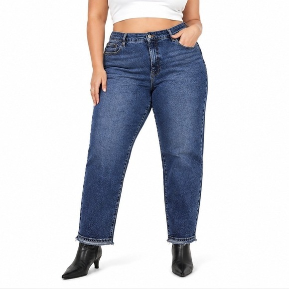 Good American Denim - Good American Jeans Womens 20 Indigo GWKR953T High Rise Raw Hem Stretch Denim